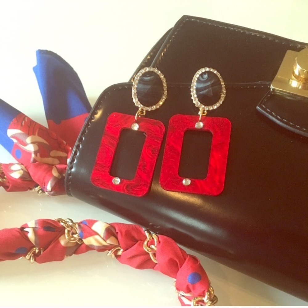 Statement red earrings - Picture 2 of 3